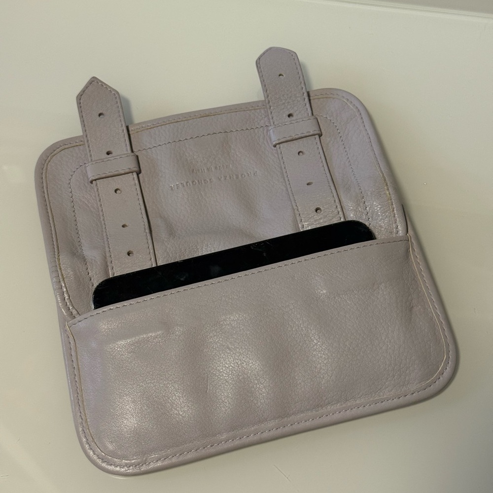 Gray Lilac Leather Women's Clutch - Picture 12 of 17